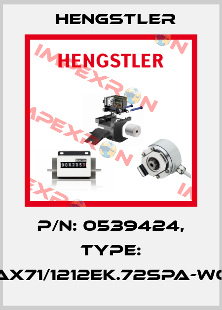 p/n: 0539424, Type: AX71/1212EK.72SPA-W0 Hengstler