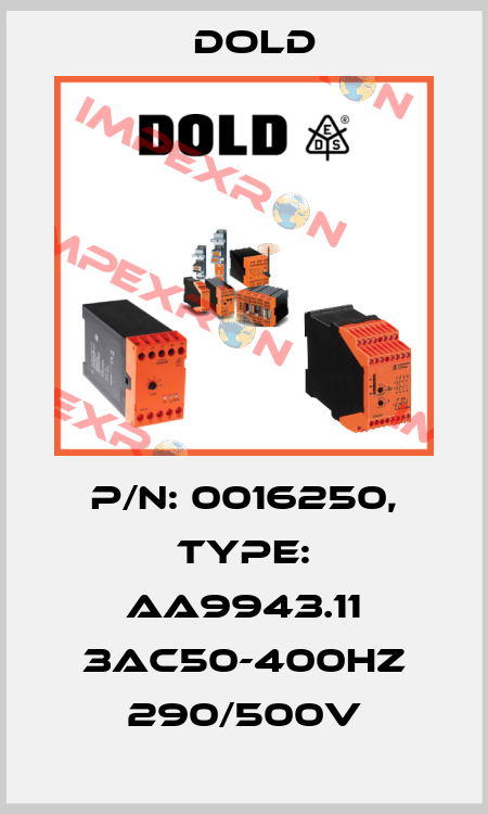 p/n: 0016250, Type: AA9943.11 3AC50-400HZ 290/500V Dold