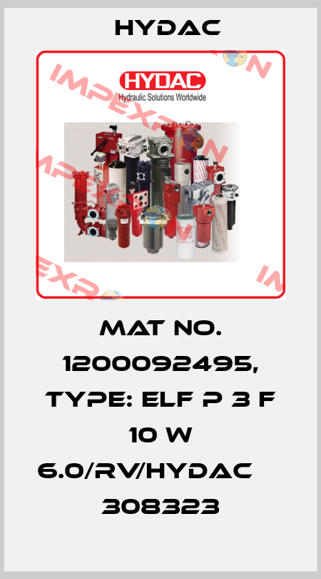 Mat No. 1200092495, Type: ELF P 3 F 10 W 6.0/RV/HYDAC           308323 Hydac