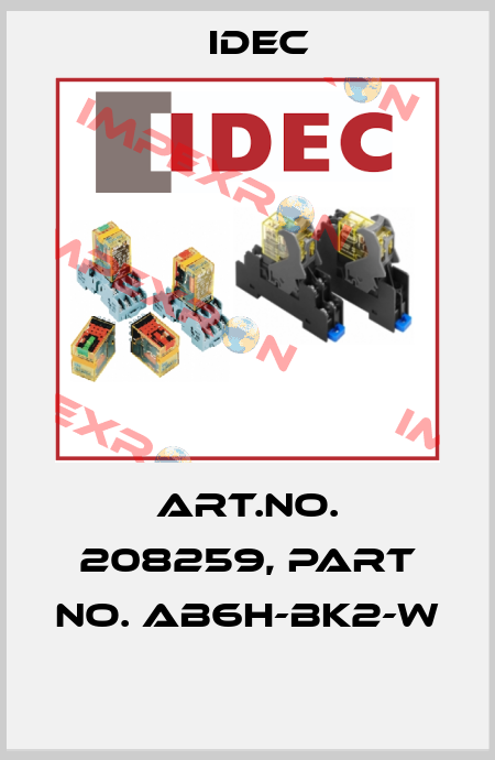 Art.No. 208259, Part No. AB6H-BK2-W  Idec