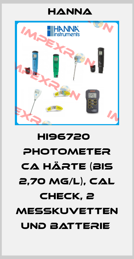 HI96720   PHOTOMETER CA HÄRTE (BIS 2,70 MG/L), CAL CHECK, 2 MESSKUVETTEN UND BATTERIE  Hanna