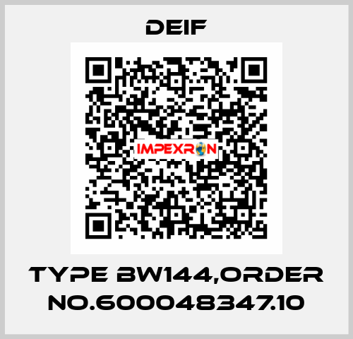Type BW144,Order No.600048347.10 Deif