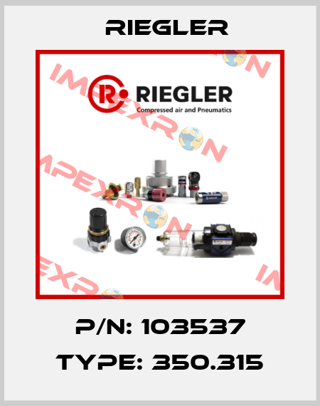 P/N: 103537 Type: 350.315 Riegler