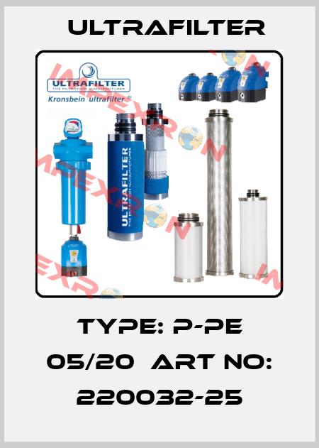 Type: P-PE 05/20  ART NO: 220032-25 Ultrafilter