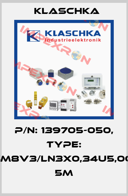 P/N: 139705-050, Type: JSM8V3/LN3x0,34u5,0OG 5m Klaschka