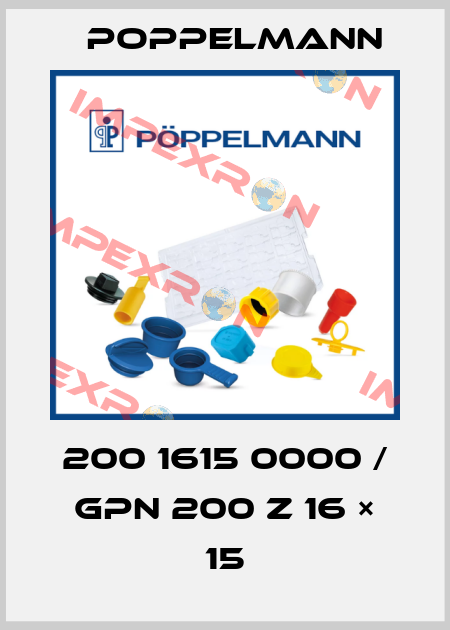 200 1615 0000 / GPN 200 Z 16 × 15 Poppelmann