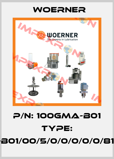 p/n: 100GMA-B01 type: GMA-B01/00/5/0/0/0/0/0/810/0/0 Woerner