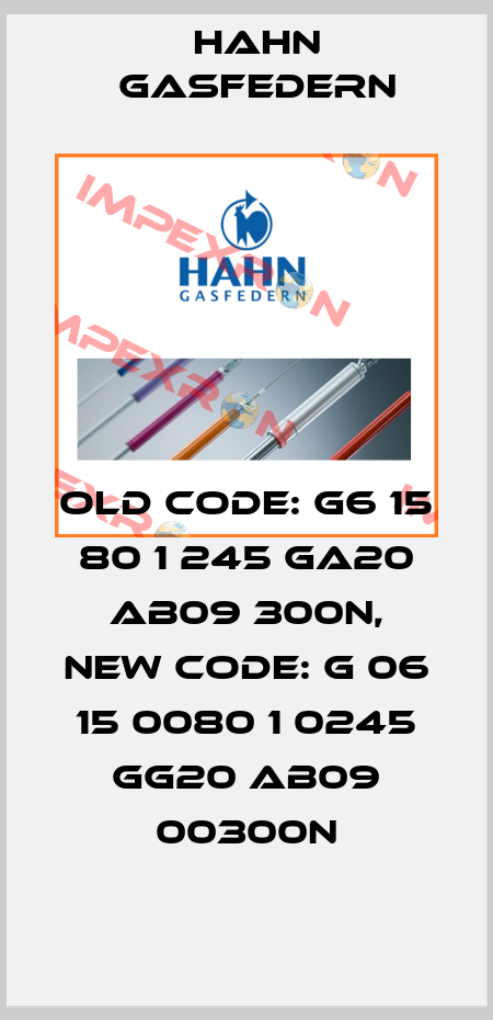 old code: G6 15 80 1 245 GA20 AB09 300N, new code: G 06 15 0080 1 0245 GG20 AB09 00300N Hahn Gasfedern