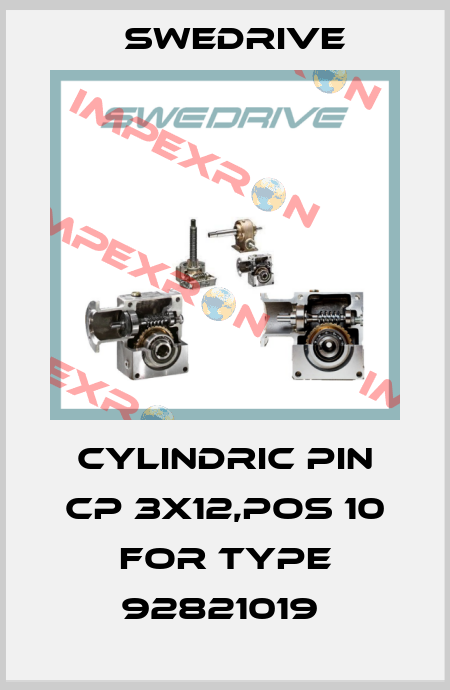 Cylindric pin CP 3x12,pos 10 for type 92821019  Swedrive