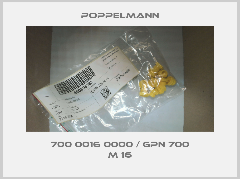 700 0016 0000 / GPN 700 M 16 Poppelmann