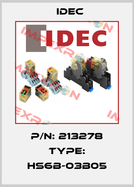 P/N: 213278 Type: HS6B-03B05 Idec