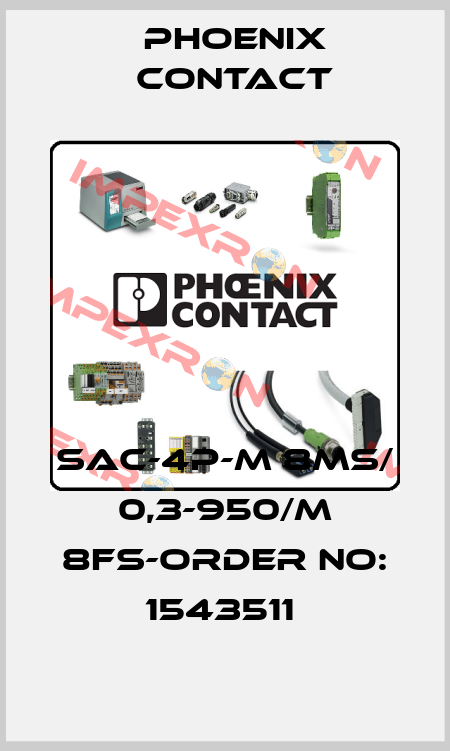 SAC-4P-M 8MS/ 0,3-950/M 8FS-ORDER NO: 1543511  Phoenix Contact