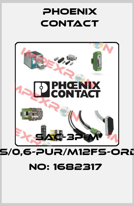 SAC-3P-M 8MS/0,6-PUR/M12FS-ORDER NO: 1682317  Phoenix Contact