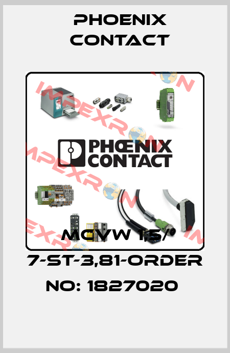 MCVW 1,5/ 7-ST-3,81-ORDER NO: 1827020  Phoenix Contact