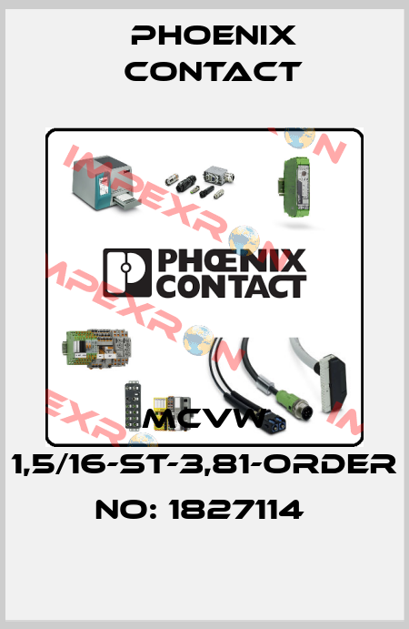 MCVW 1,5/16-ST-3,81-ORDER NO: 1827114  Phoenix Contact