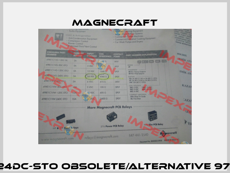 49RE1C1VG-24DC-STO obsolete/alternative 976XBXH-24D  Magnecraft
